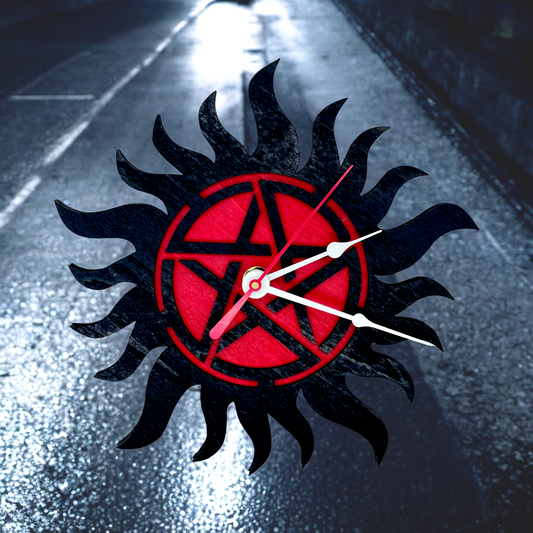 Supernatural Anti-Possession Symbol Hand Painted Wall or Desk Clock