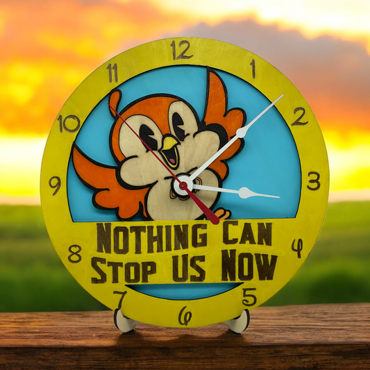 Chuuby orange bird hand-painted clock