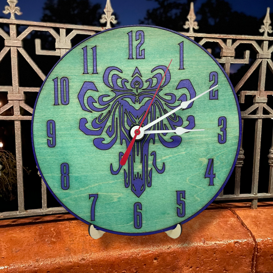 Haunted Mansion wall paper inspired hand-painted wall/desk clock