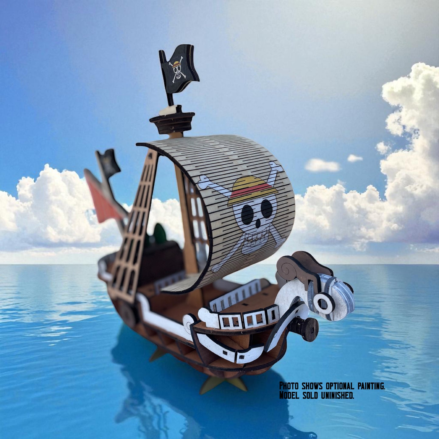One Piece Going Merry 3D Puzzle Kit – Laser Cut Wood Model, Illustrated Instructions & Glue Included