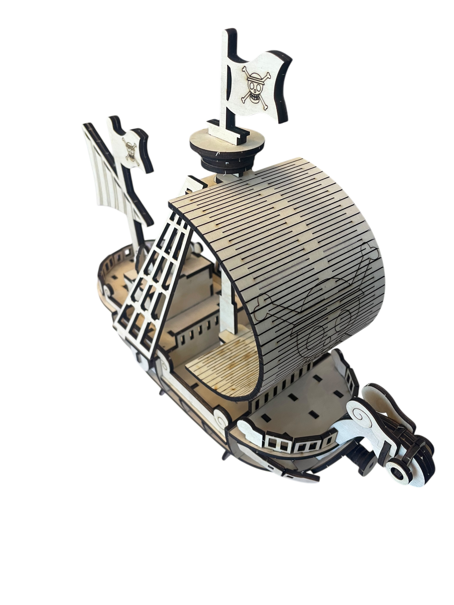 One Piece Going Merry 3D Puzzle Kit – Laser Cut Wood Model, Illustrated Instructions & Glue Included