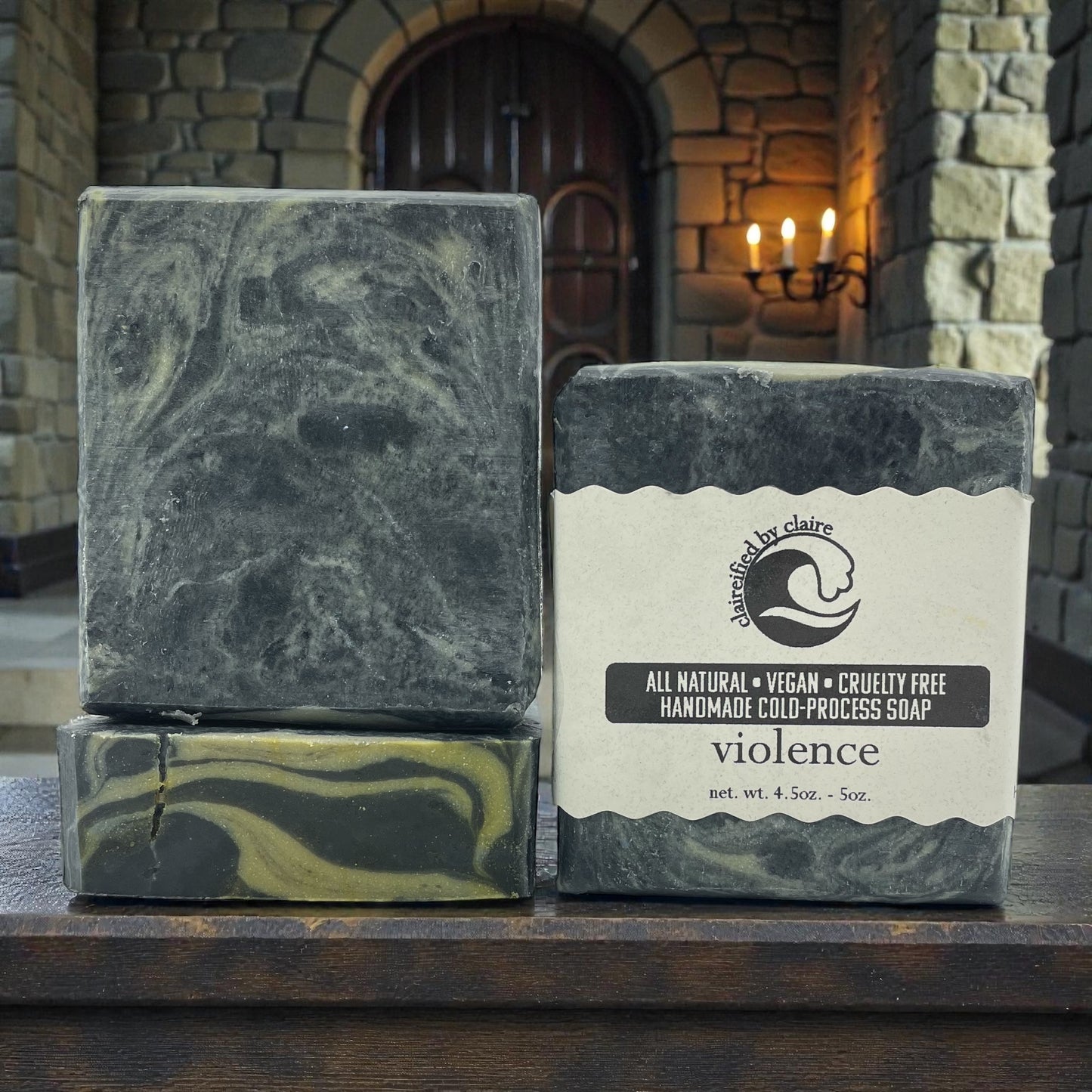 Violence – Violet Sorrengail Inspired Soap | Sweet Vanilla, Leather & Citrus Scent | Black & Silver Artisan Soap