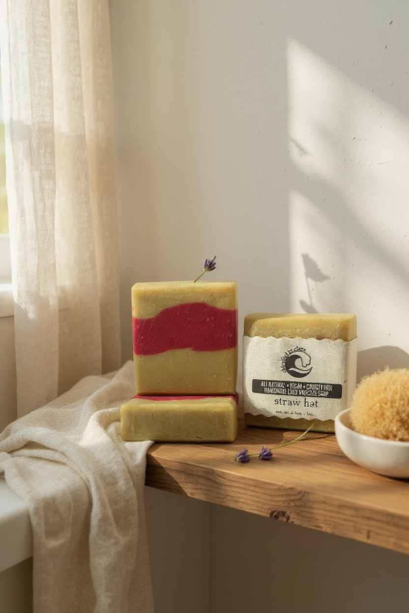 Straw hat - Luffy-Inspired Vegan Soap – Pina Colada Scent, Handmade One Piece Soap, Anime Gift