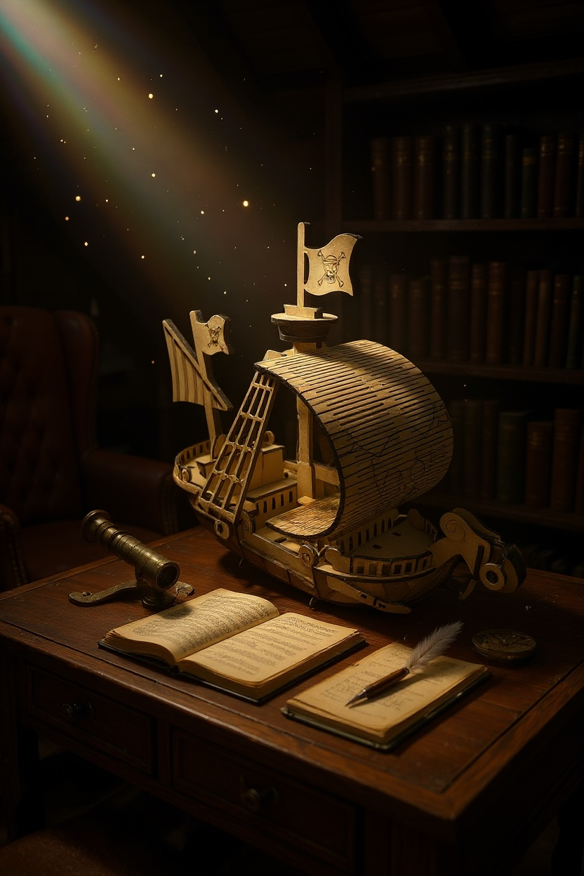 One Piece Going Merry 3D Puzzle Kit – Laser Cut Wood Model, Illustrated Instructions & Glue Included