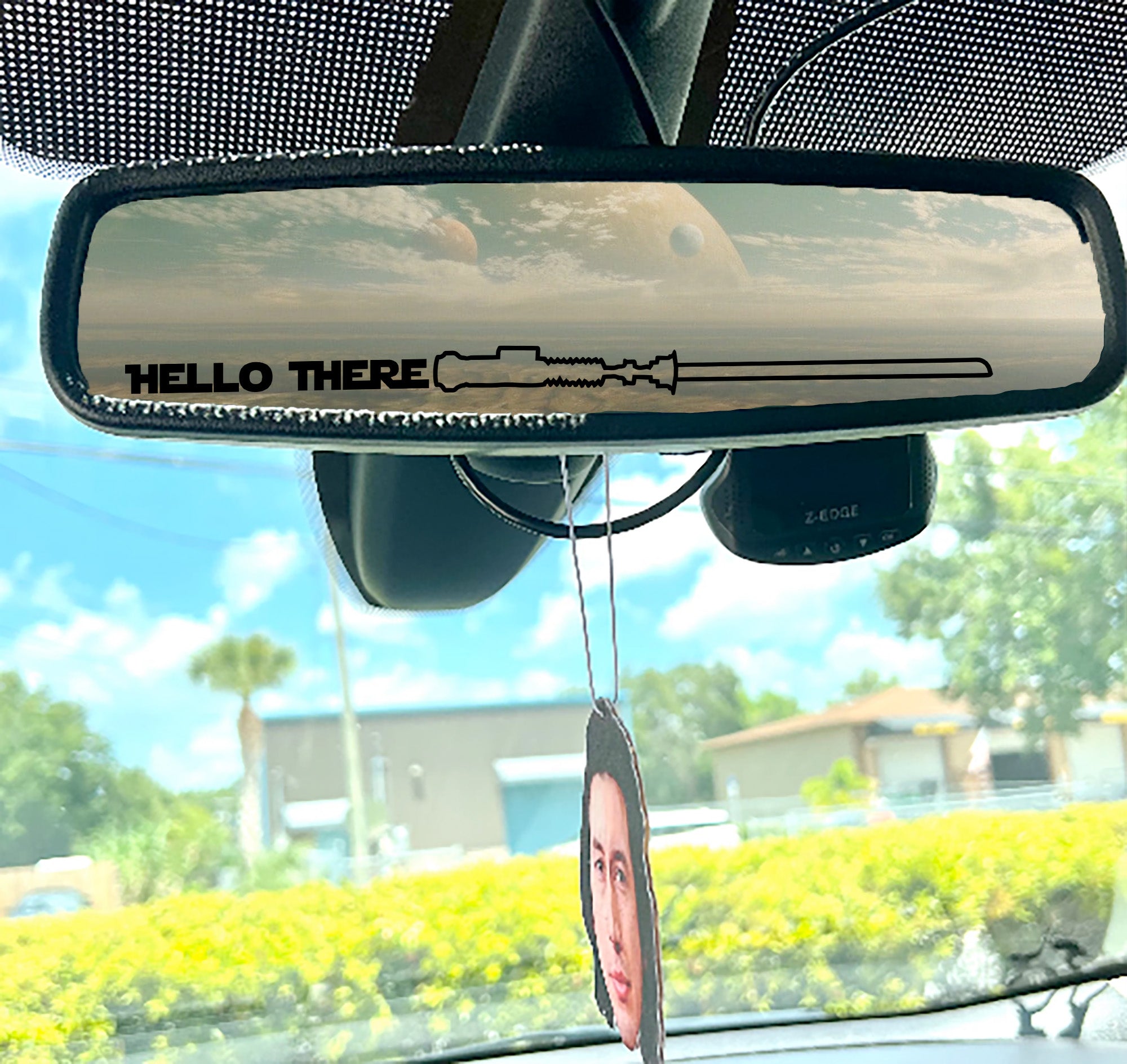 Hello There Lightsaber Car Mirror Decal