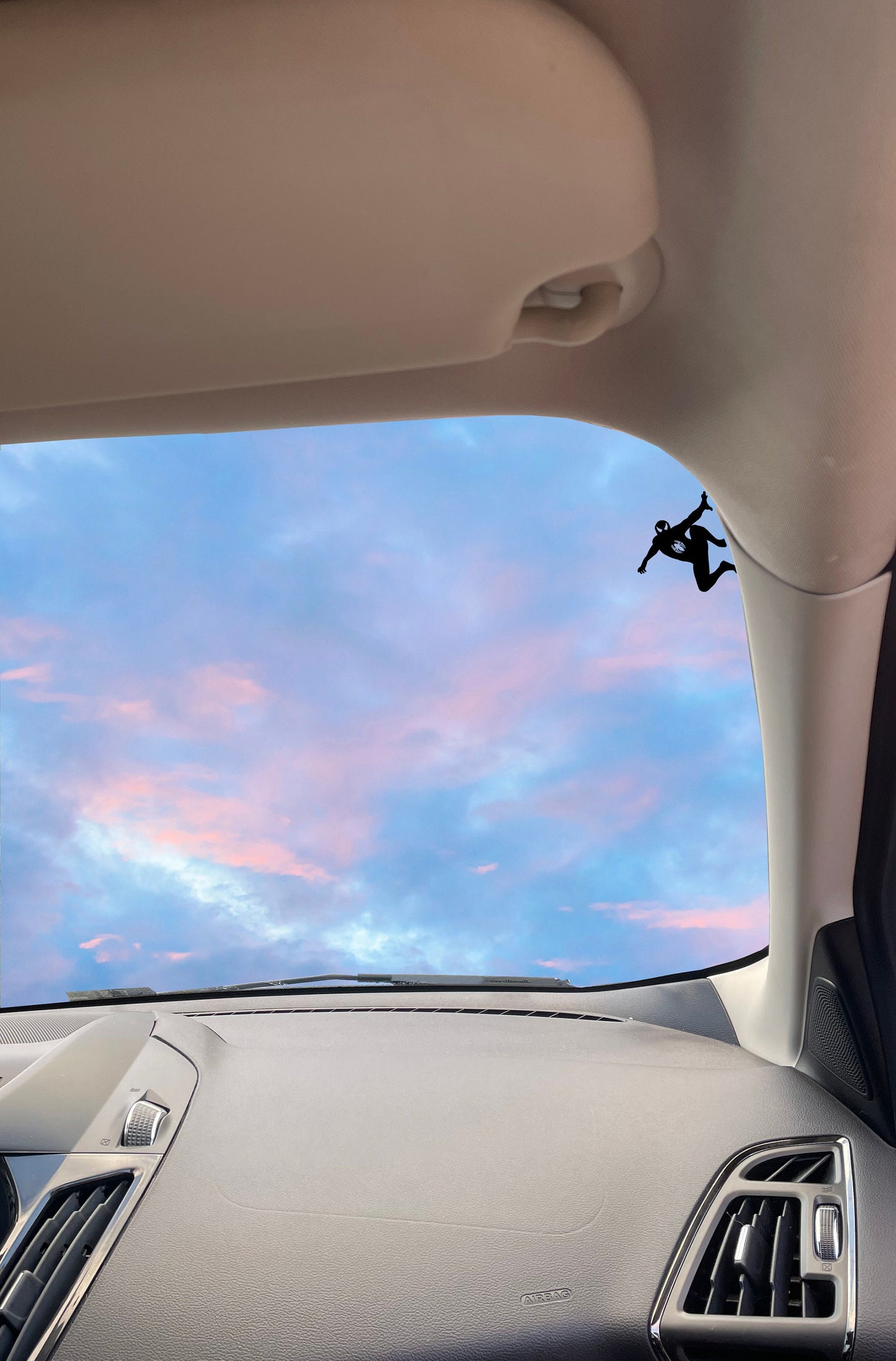 Spiderman on Wall Inspired Windshield Decal