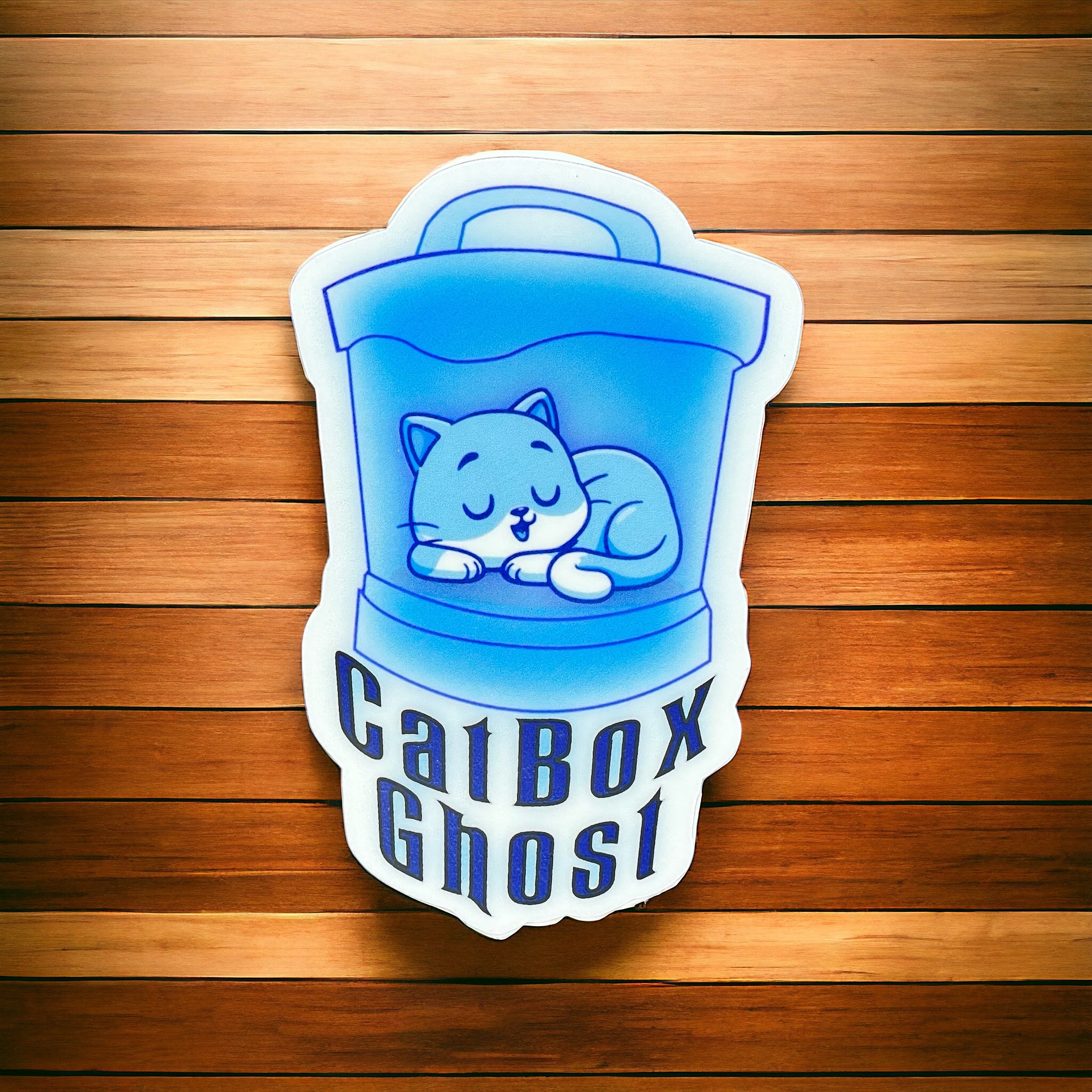 Cat Box Ghost Cat Sticker - 0