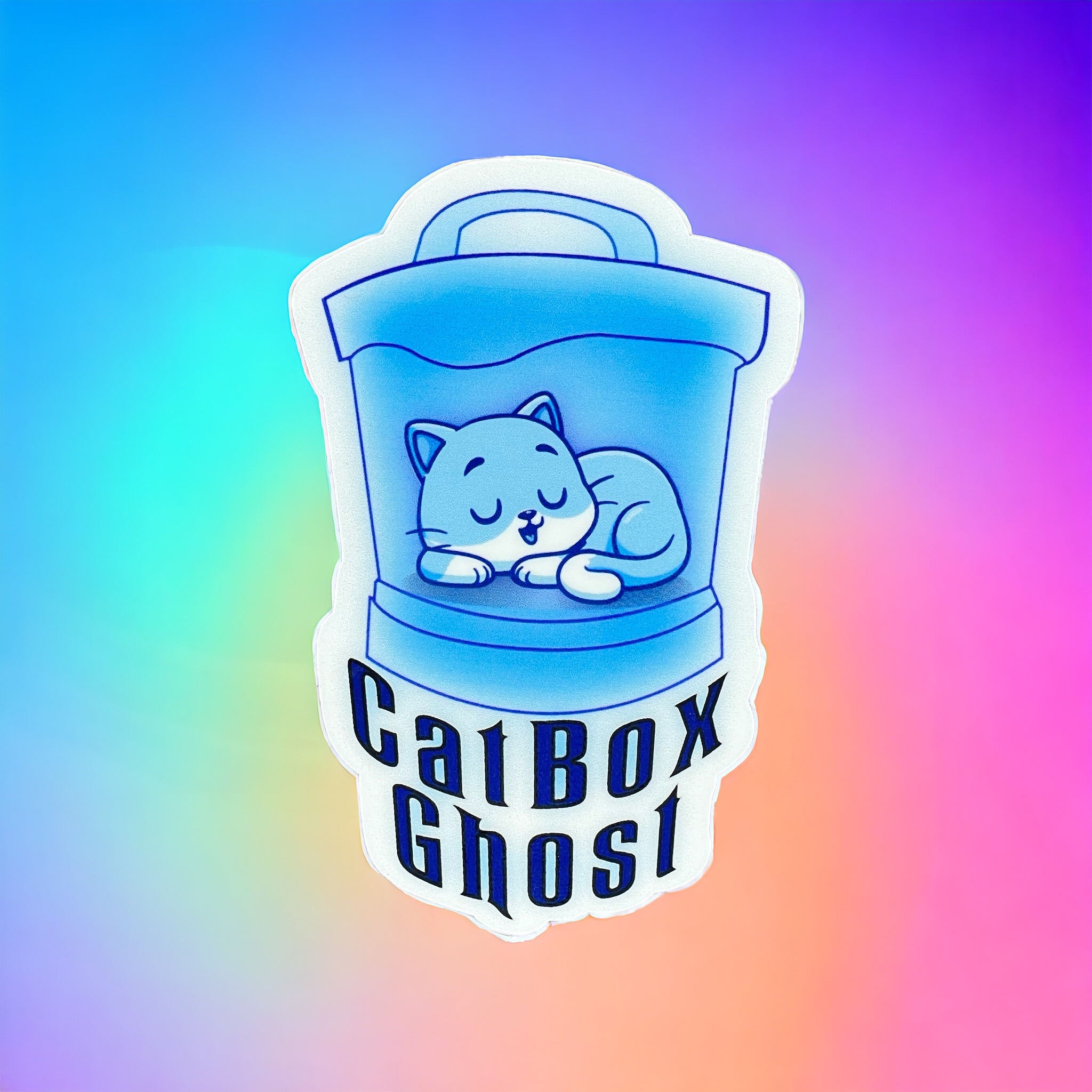 Cat Box Ghost Cat Sticker