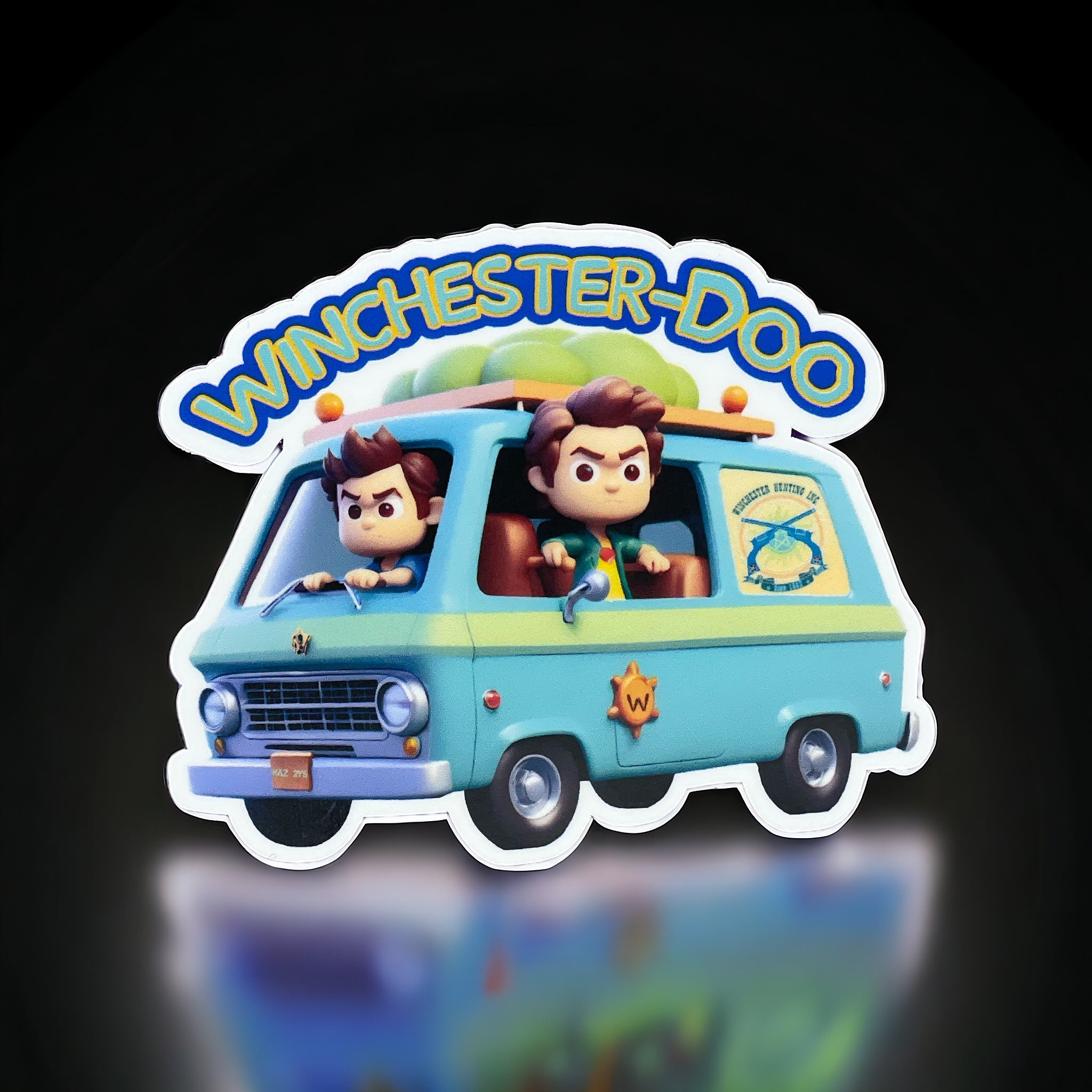 Winchester-Doo: Dean and Sam Winchester in the Mystery Machine Sticker