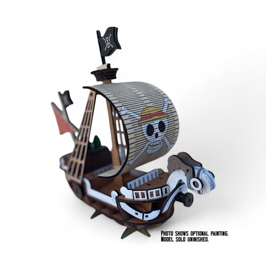 One Piece Going Merry 3D Puzzle Kit – Laser Cut Wood Model, Illustrated Instructions & Glue Included