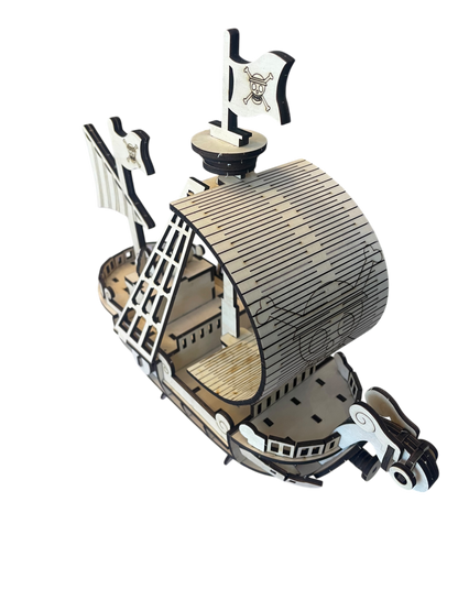 One Piece Going Merry 3D Puzzle Kit – Laser Cut Wood Model, Illustrated Instructions & Glue Included