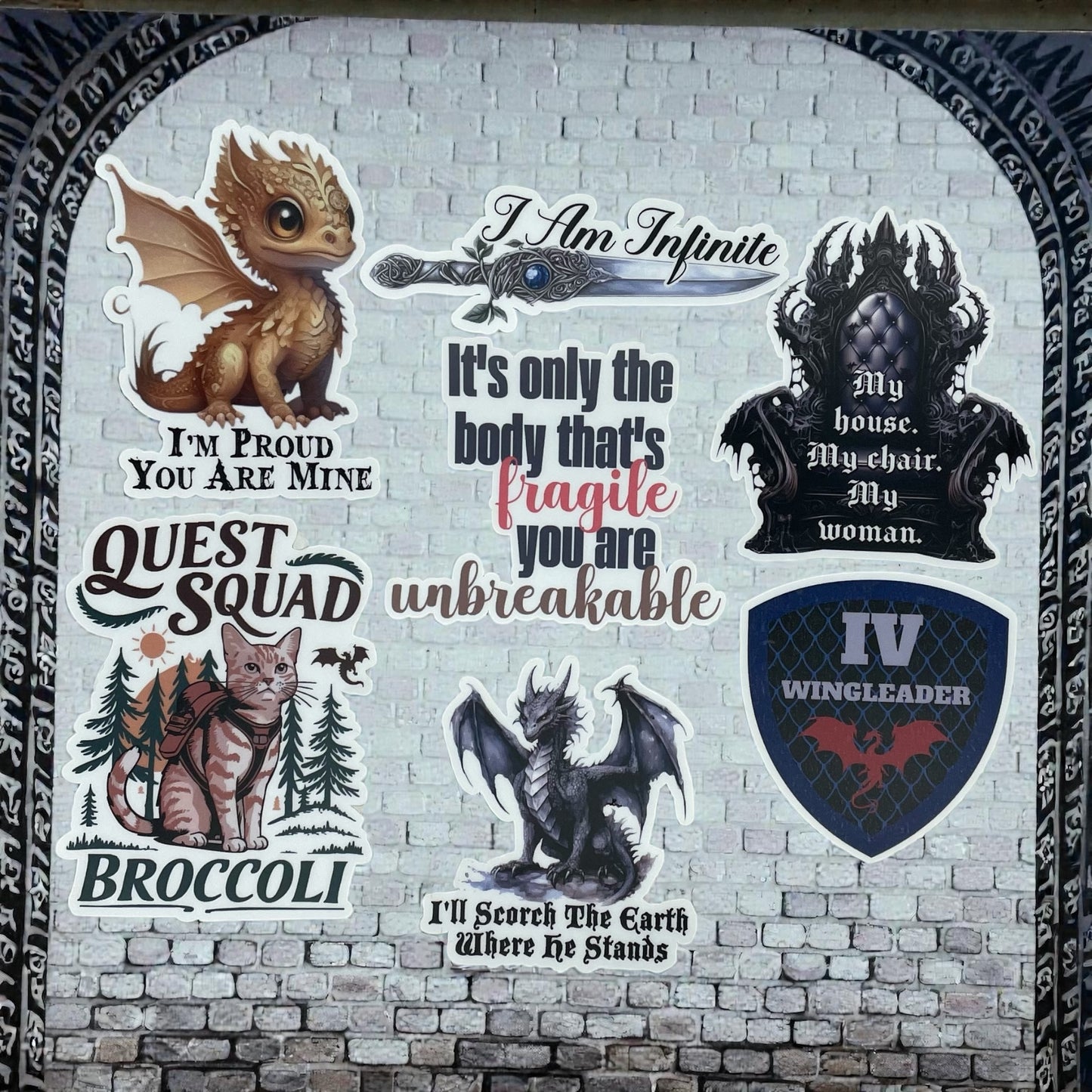 Fourth Wing Inspired Sticker Set – Fantasy Book Stickers, Individual or Full Set, Bookish Gifts, Dragon Rider