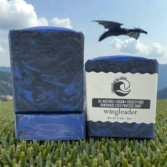 Wingleader – Xaden Riorson Inspired Soap | Eucalyptus, Leather & Citrus Scent | Black & Blue Handmade Soap Bar