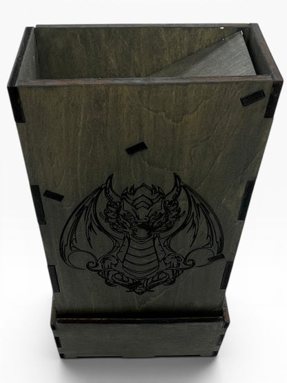 Dragon Foldable Travel Dice Tower | Handmade Wood Roller