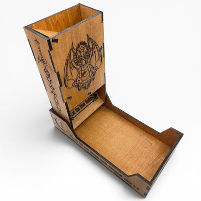 Dragon Foldable Travel Dice Tower | Handmade Wood Roller
