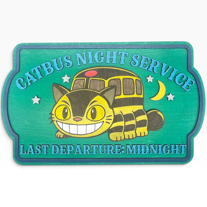 Catbus Night Service Wooden Wall Sign