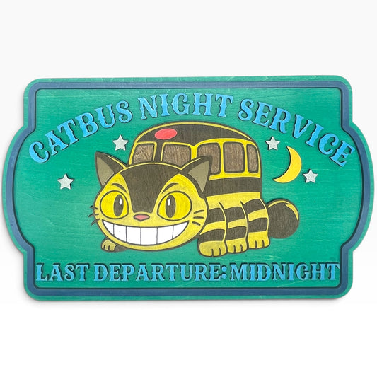 Catbus Night Service Wooden Wall Sign