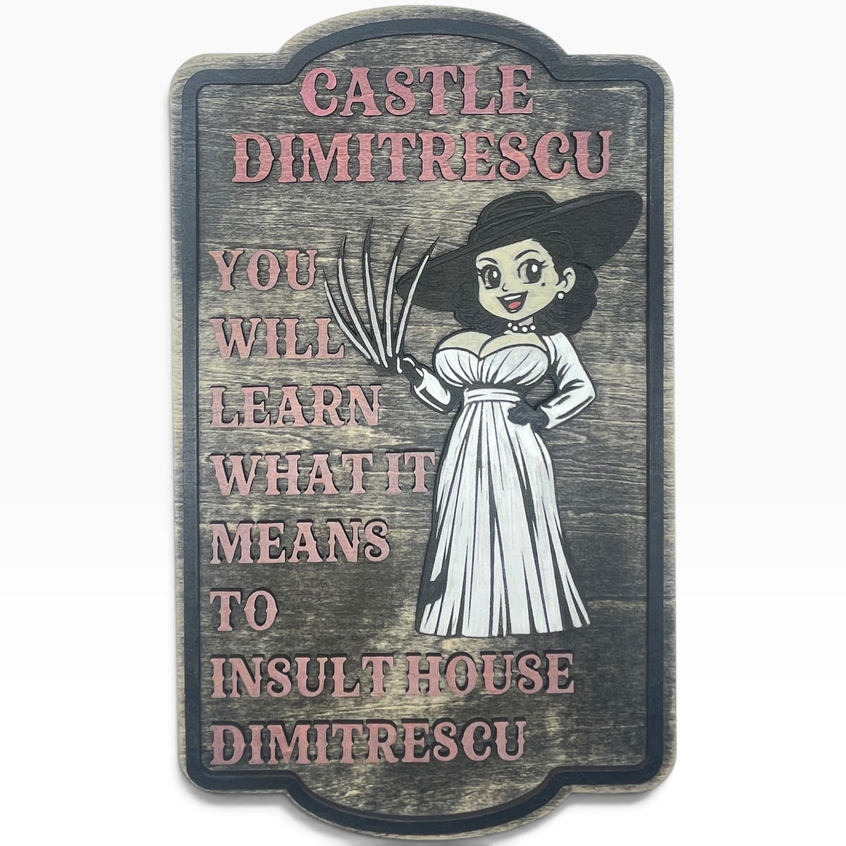 Castle Dimitrescu Chibi Style Wooden Wall Sign