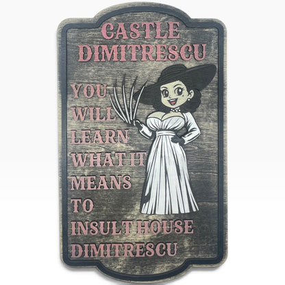 Castle Dimitrescu Chibi Style Wooden Wall Sign