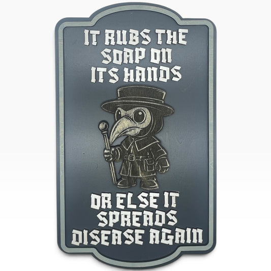 Plague Doctor Wash Your Hands Wooden Wall Sign