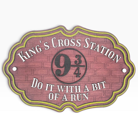King's Cross Station Platform 9 3/4 Wooden Wall Sign