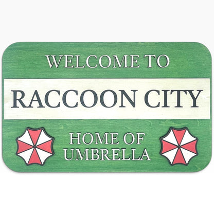 Welcome to Raccoon City Wooden Sign | Resident Evil Decor