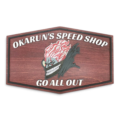 Okarun's Speed Shop Wooden Wall Sign