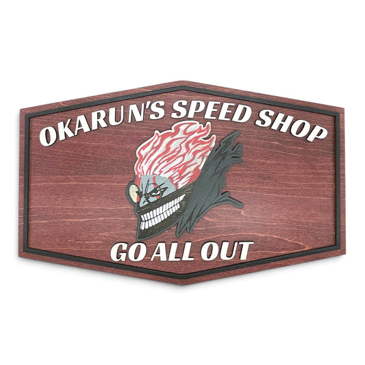 Okarun's Speed Shop Wooden Wall Sign