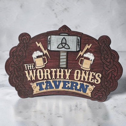 Thor's The Worthy Ones Tavern Wooden Wall Sign