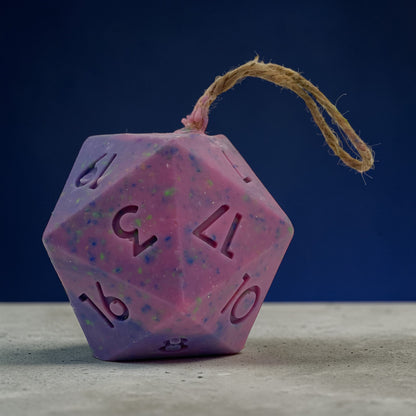 Large D20 / Dungeons & Dragons soap on a rope