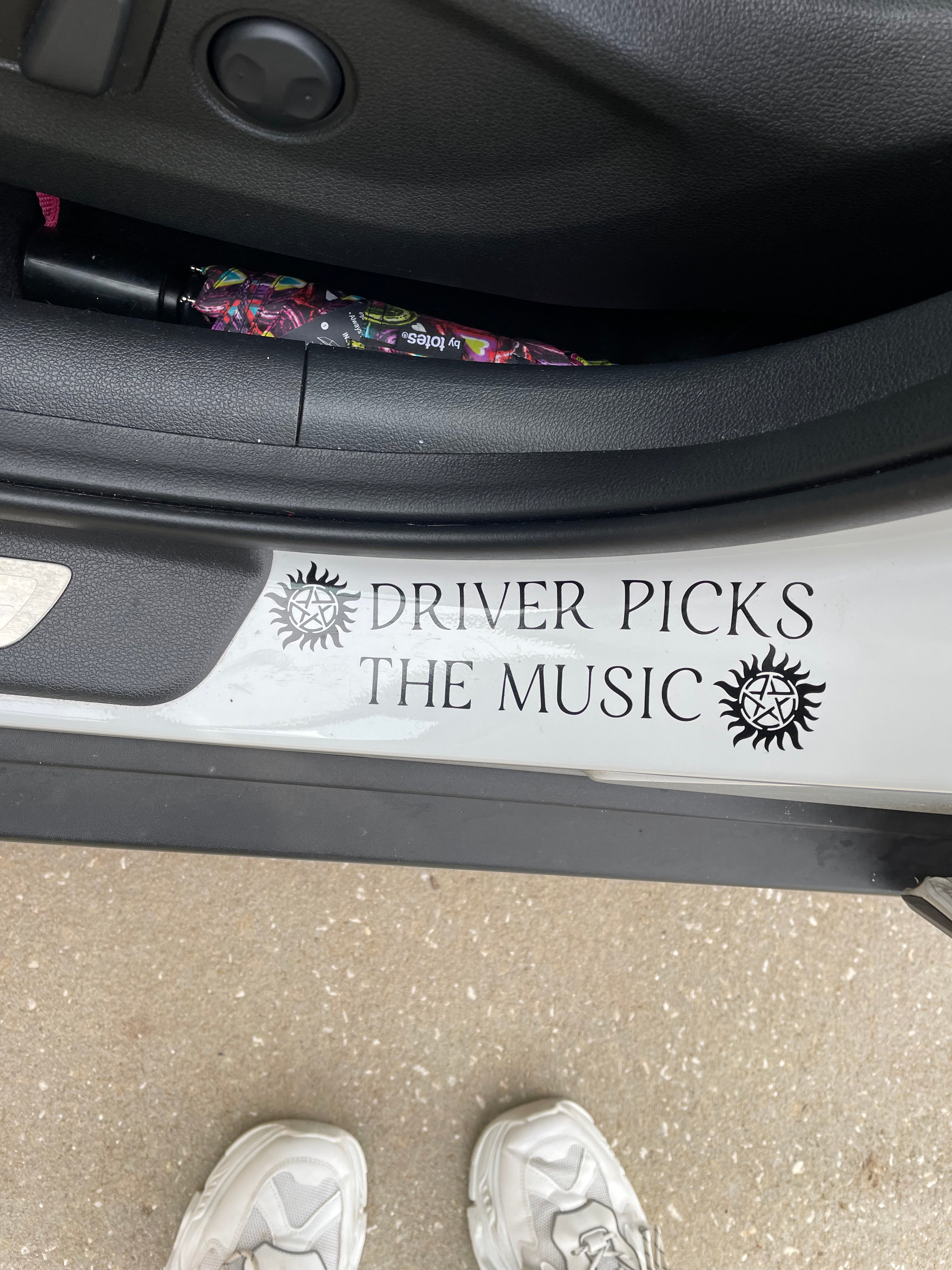 Supernatural TV Show Driver Picks the Music Car Sticker - Shotgun Shuts his Cakehole Decal with Application Instructions