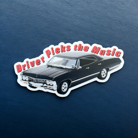 Supernatural Impala Driver Picks the Music Sticker | Water Resistant | Matte