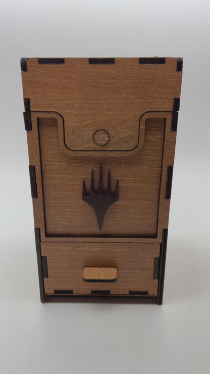 Laser Cut MTG Card & Dice Holder – Wooden Storage Box for Magic the Gathering, Holds 100+ Cards & Dice