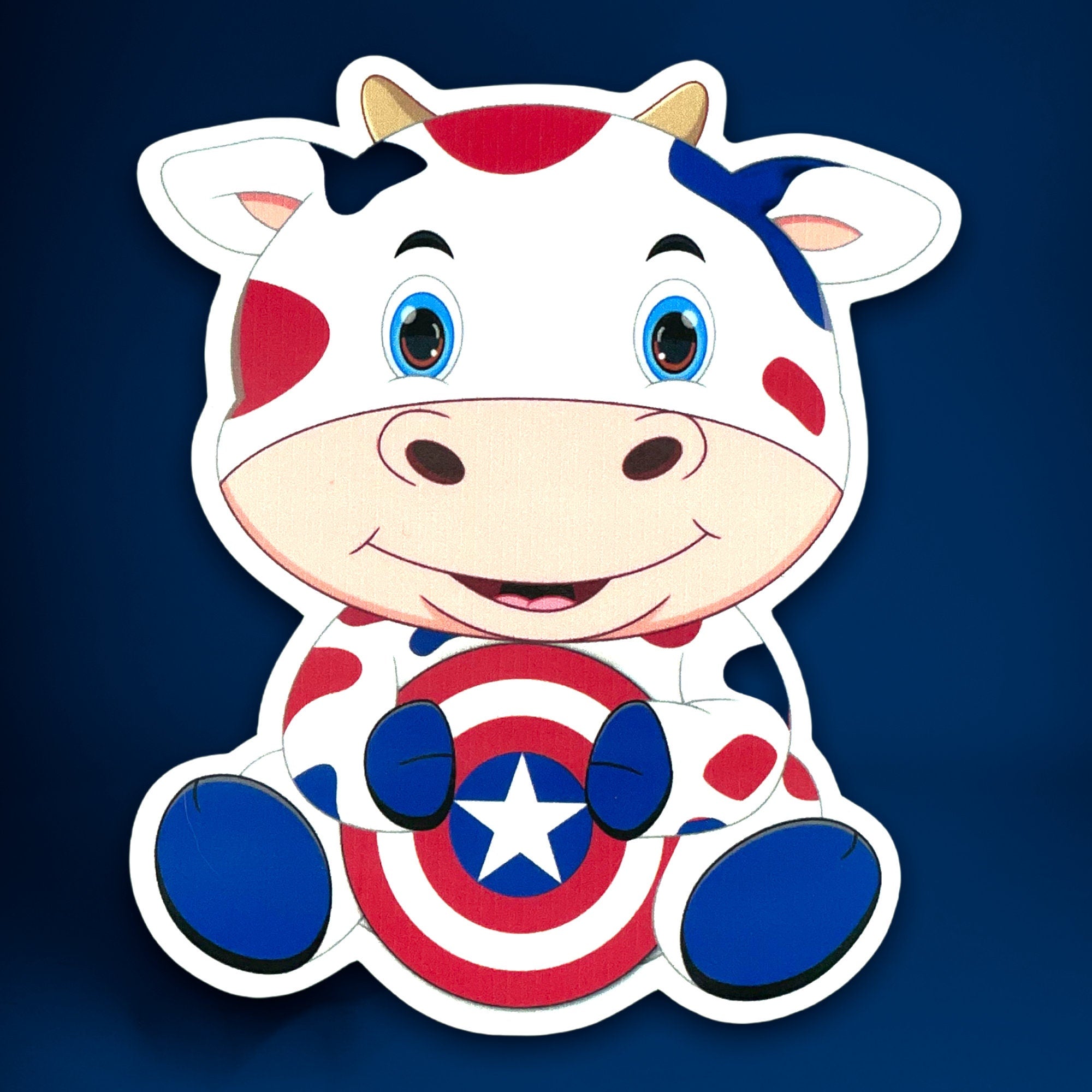 Captain America Cow Sticker | Water Resistant | Matte